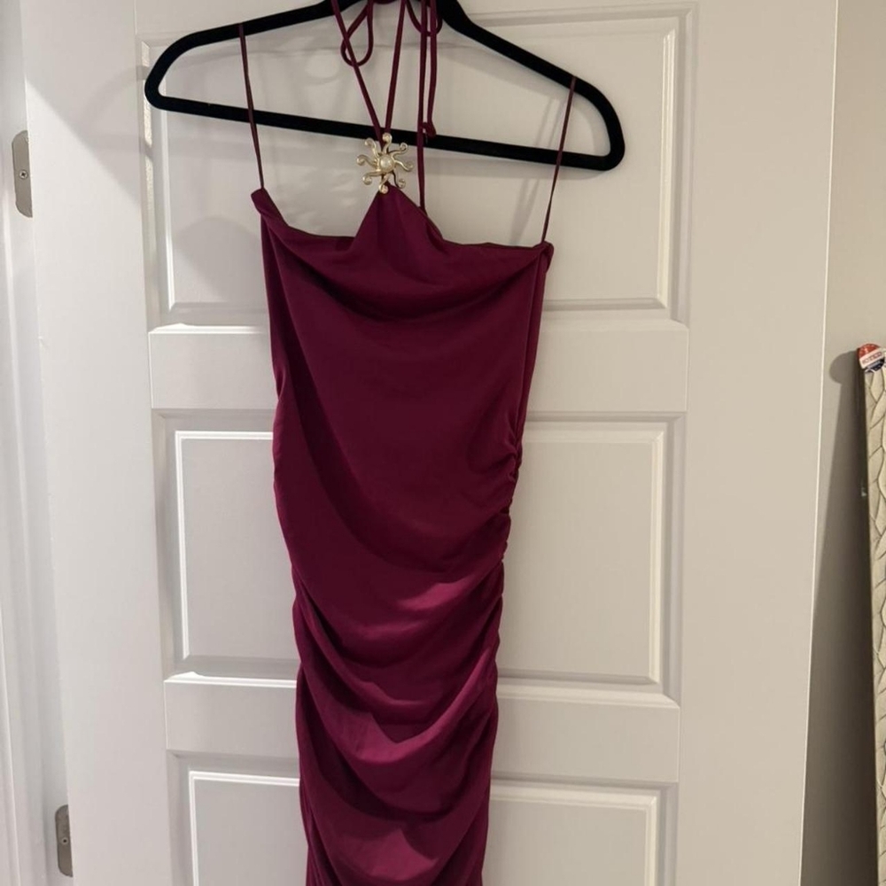 Zara Women's Burgundy and Red Dress - Picture 2 of 5